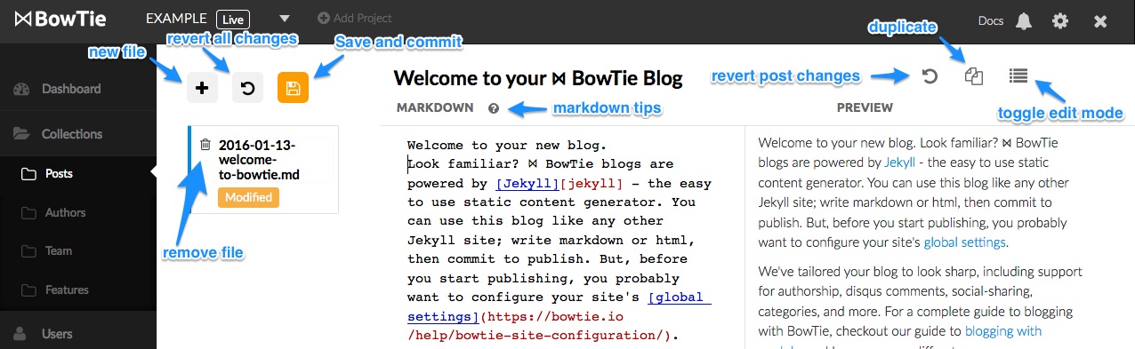 BowTie Markdown Editor tools