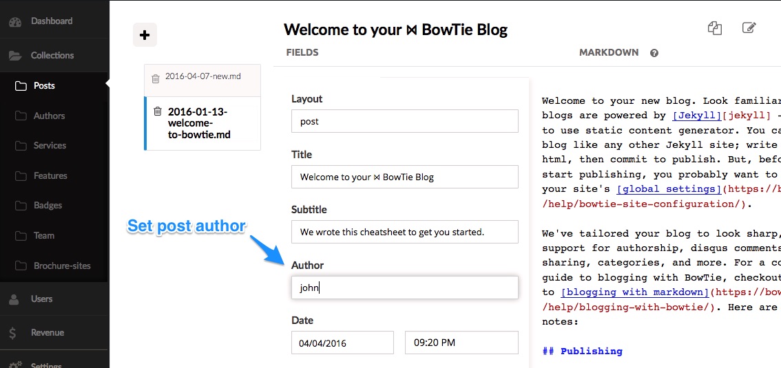 "define post author - BowTie"