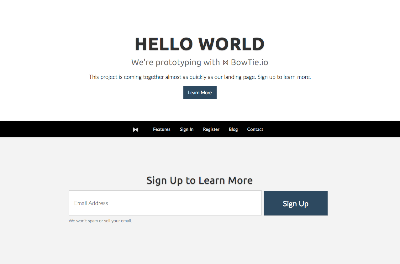 BowTie Landing Page